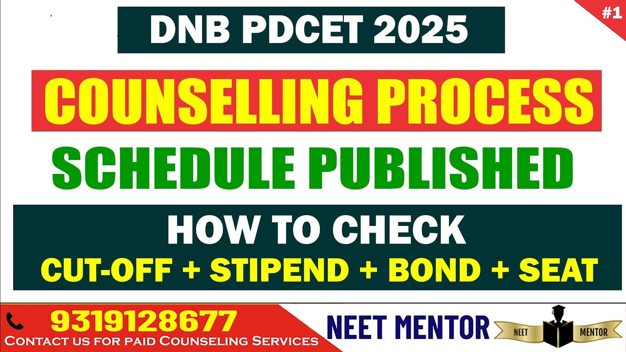 DNB PDCET 2025 Counselling 🔥 Counselling Process Explained 🔥 Schedule ✅ Cut Off Stipend Bond Penalty