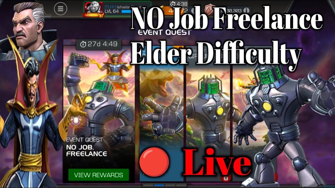 Mcoc No Job Freelance Elder Difficulty 100% | Mcoc Live In Hindi  #mcoc  #mcoclive #marvel