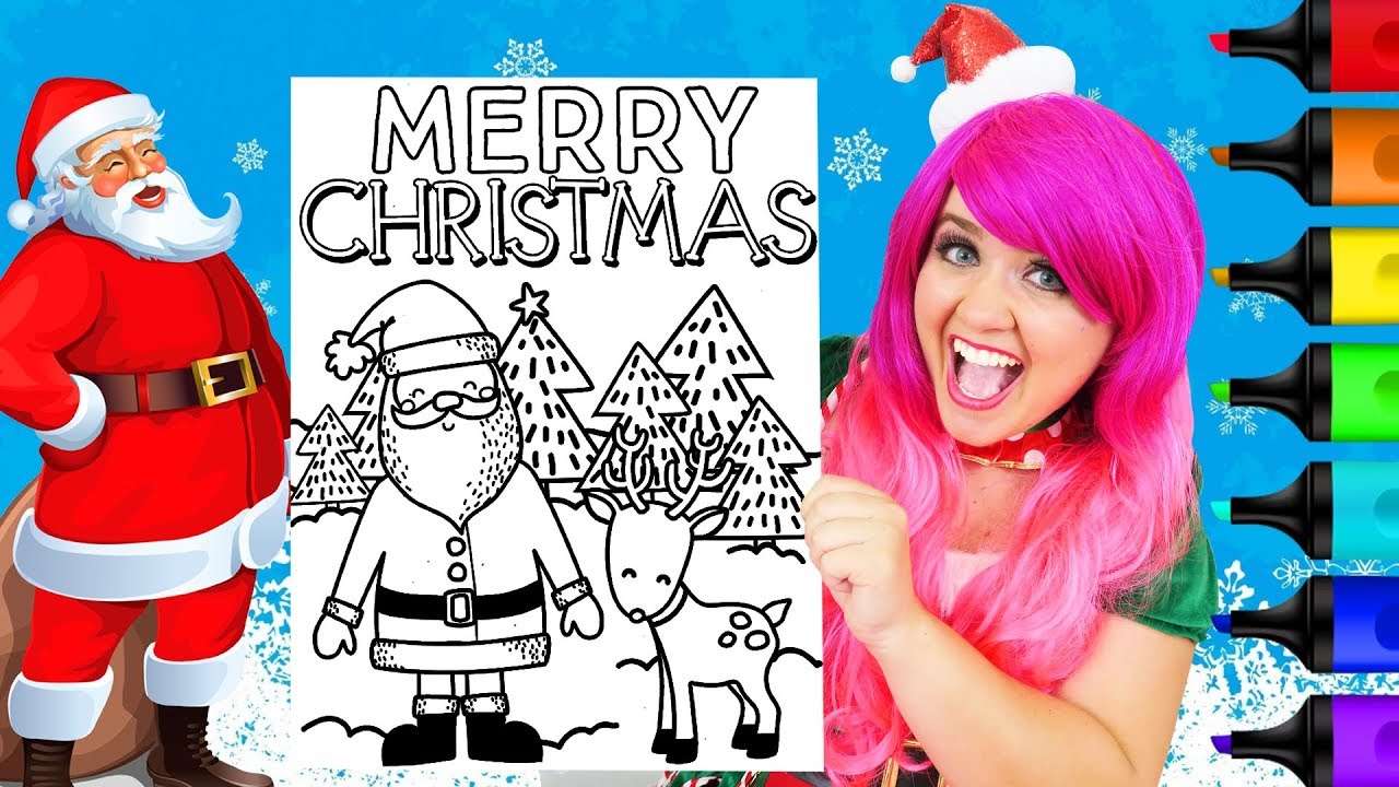 Coloring Santa & Rudolph Christmas Coloring Page Prismacolor Markers | KiMMi THE CLOWN