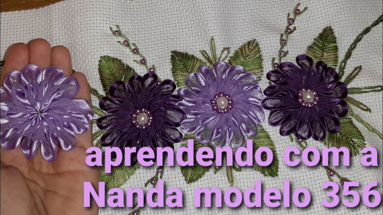 flor de cetim com organza para toalhas modelo 356