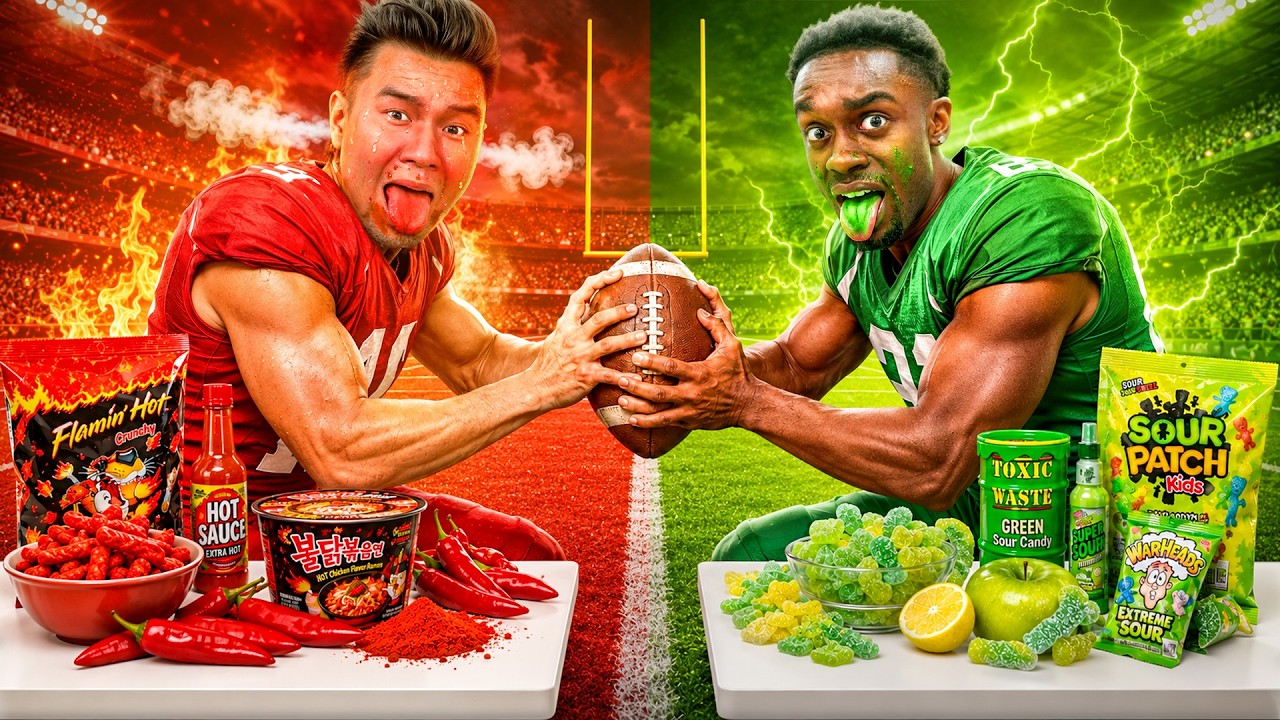 100 SPICY vs SOUR Football Challenges!