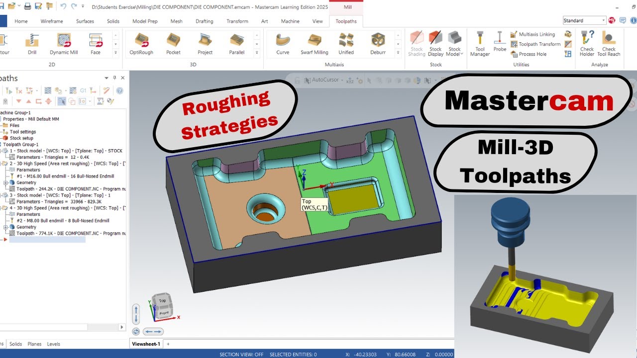 Mastercam Mill 3D Toolpaths – Roughing & Rest Roughing Explained
