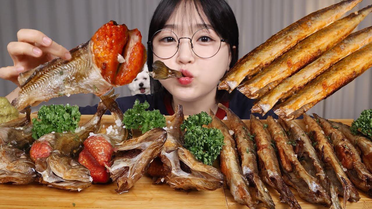 Доруку с икрой и янмили на гриле 🐟 Mukbang ASMR