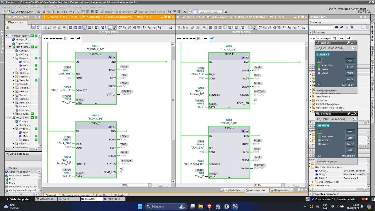 TIA Portal - Enviar y Recibir Datos entre 2 PLC- Comunicacion entre 2 PLCs