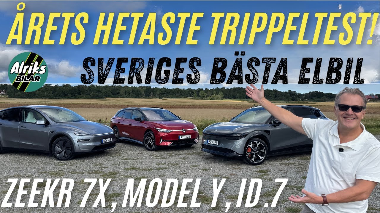 Årets hetaste trippeltest! Sveriges bästa elbil – Zeekr 7X, Model Y eller ID.7?
