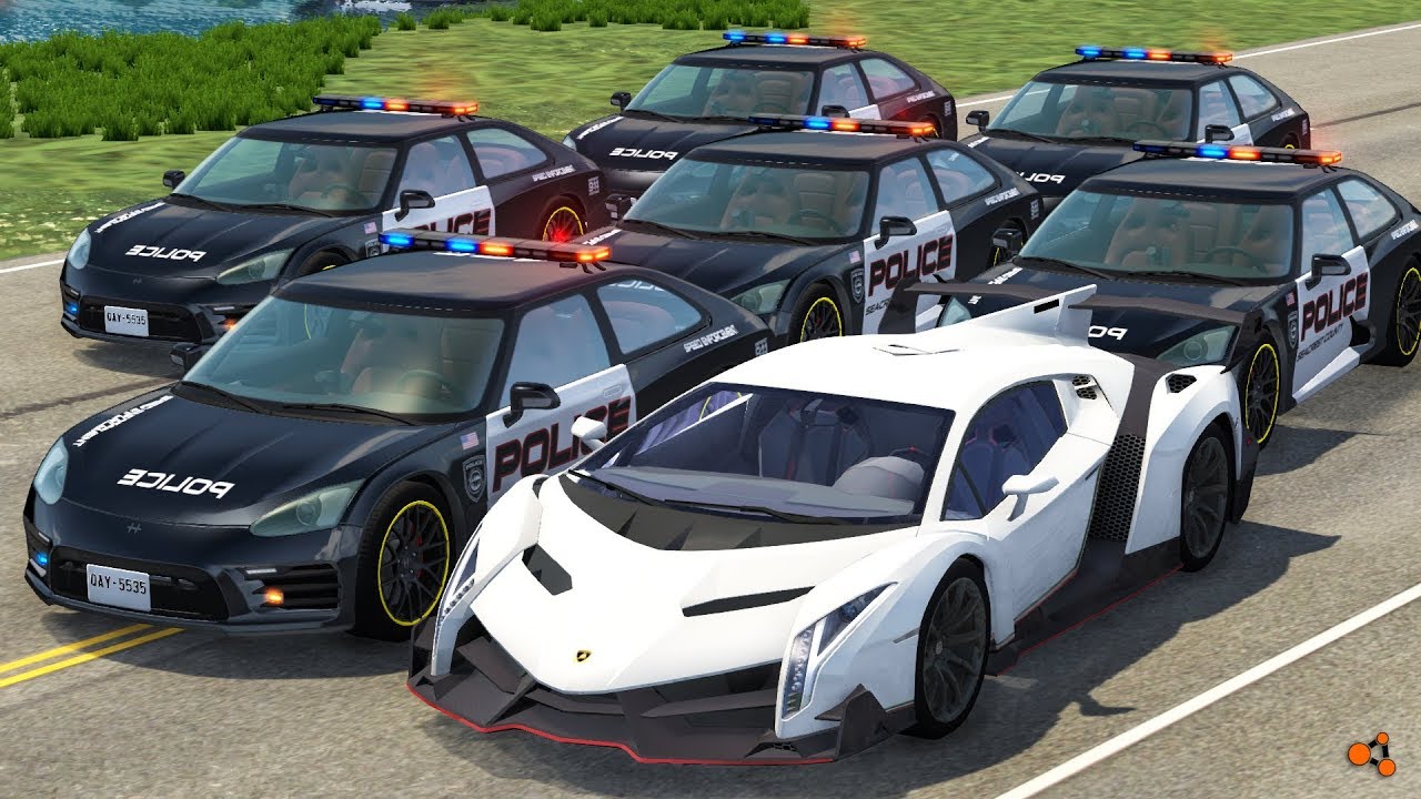 Beamng drive - Police Chases vs Sports Cars crashes #6