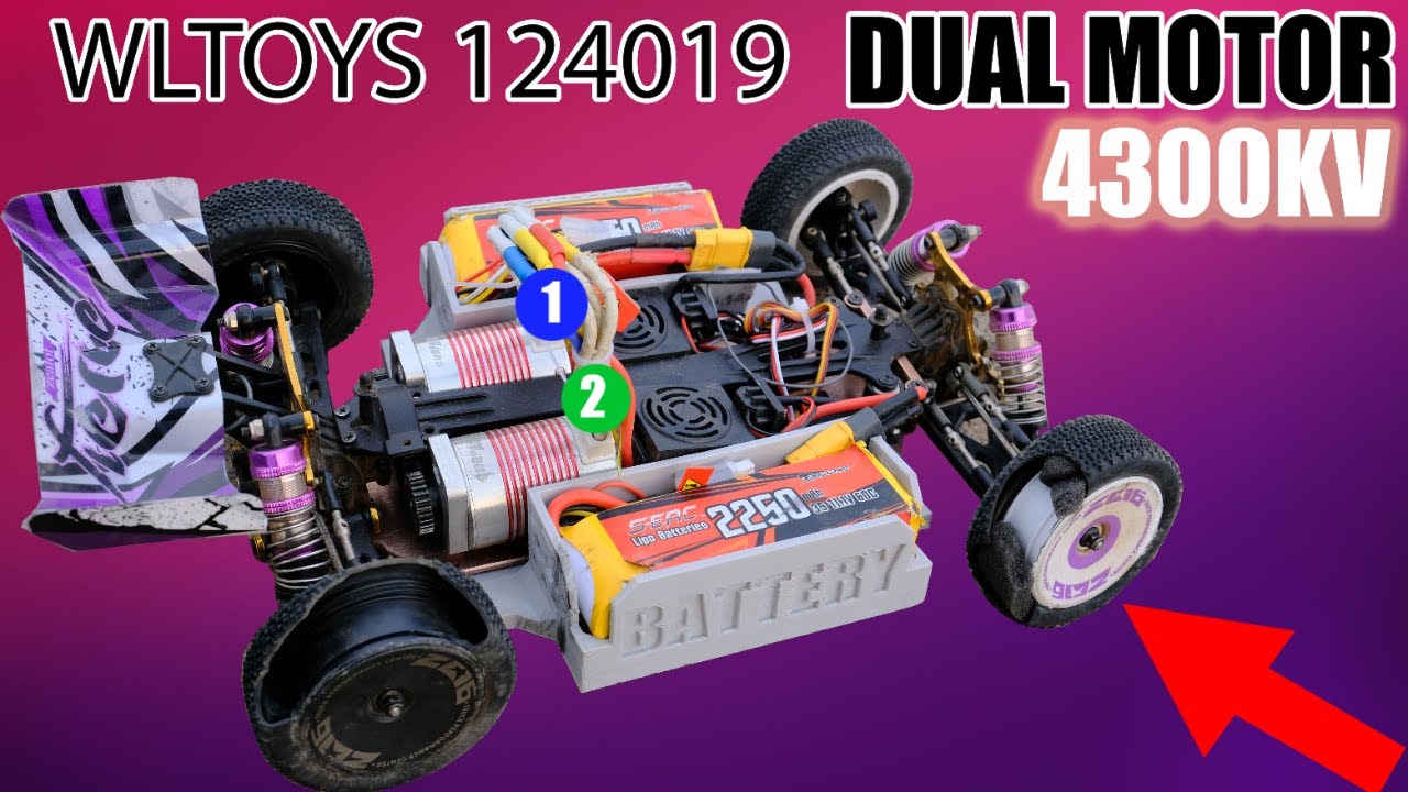 💥Обновление Wltoys 124019 с двойным двигателем 3650 4300KV 200 км/ч🔥🔥🔥