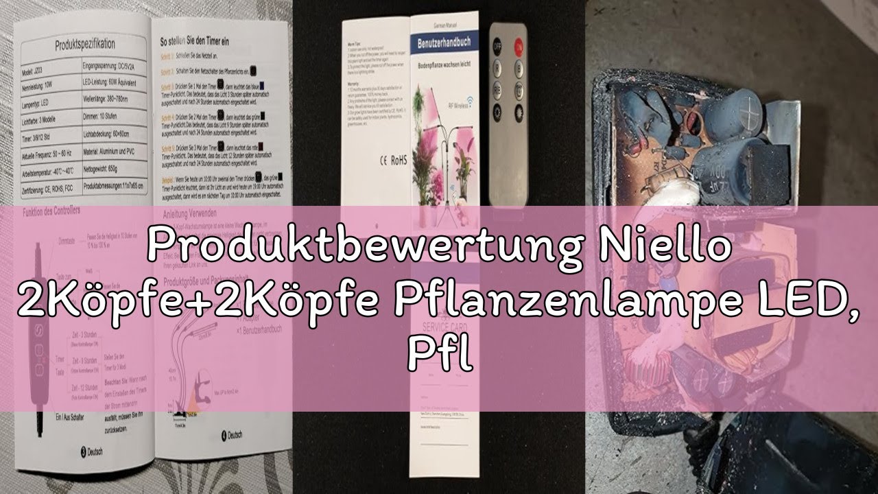 Produktbewertung Niello 2Köpfe+2Köpfe Pflanzenlampe LED, Pflanzenlicht Vollspektrum, Pflanzenleuchte