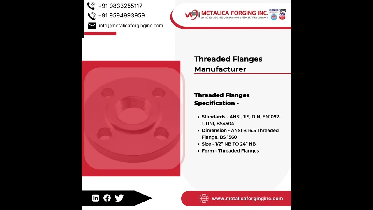 Slip-On Flange | Carbon Steel Flange | Threaded Flange Manufacturer in India - Metalica Forging Inc.