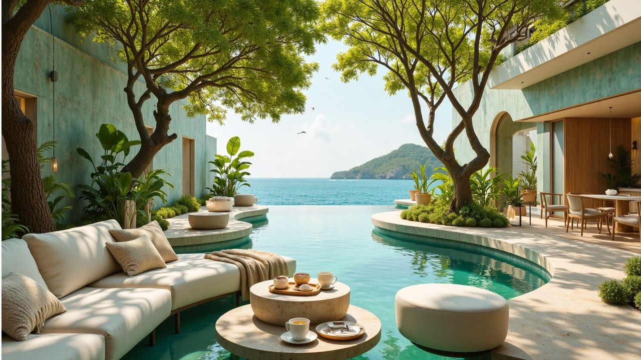 Seaside Jazz Ambience - Relaxing Bird Sounds Heal Stress, Anxiety& Depression with Bossa Nova Music