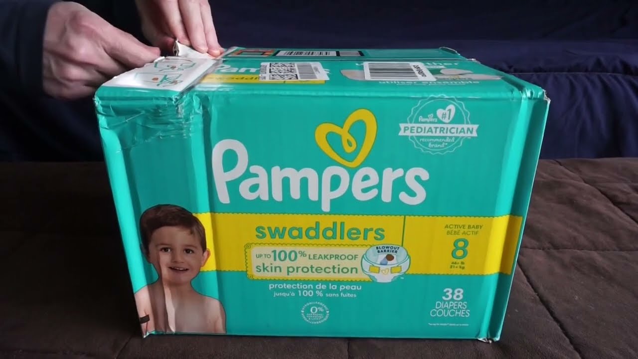Pampers Swaddlers 8 (US) Youth Diaper Unboxing / Capacity Test