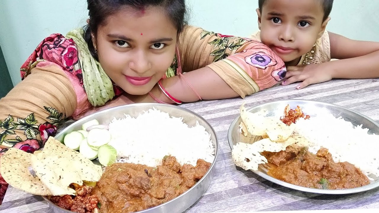 Eating Spicy Mutton Curry with Basmati Rice ..😋😋Eating Food With My Baby