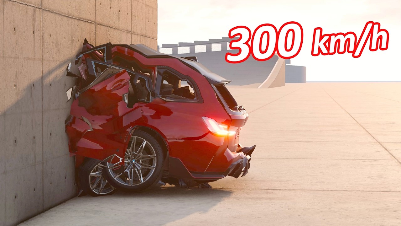 BMW M3 vs Wall - Cinematic BeamNG Crash Test