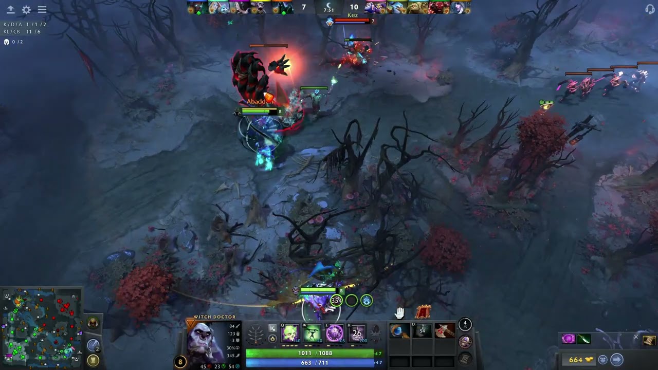 [WD-02] Witch Doctor + Abbadon [Hardlane] vs Kez + Pudge #DOTA2Turbo #DOTA2 #turbomode #witchdoctor