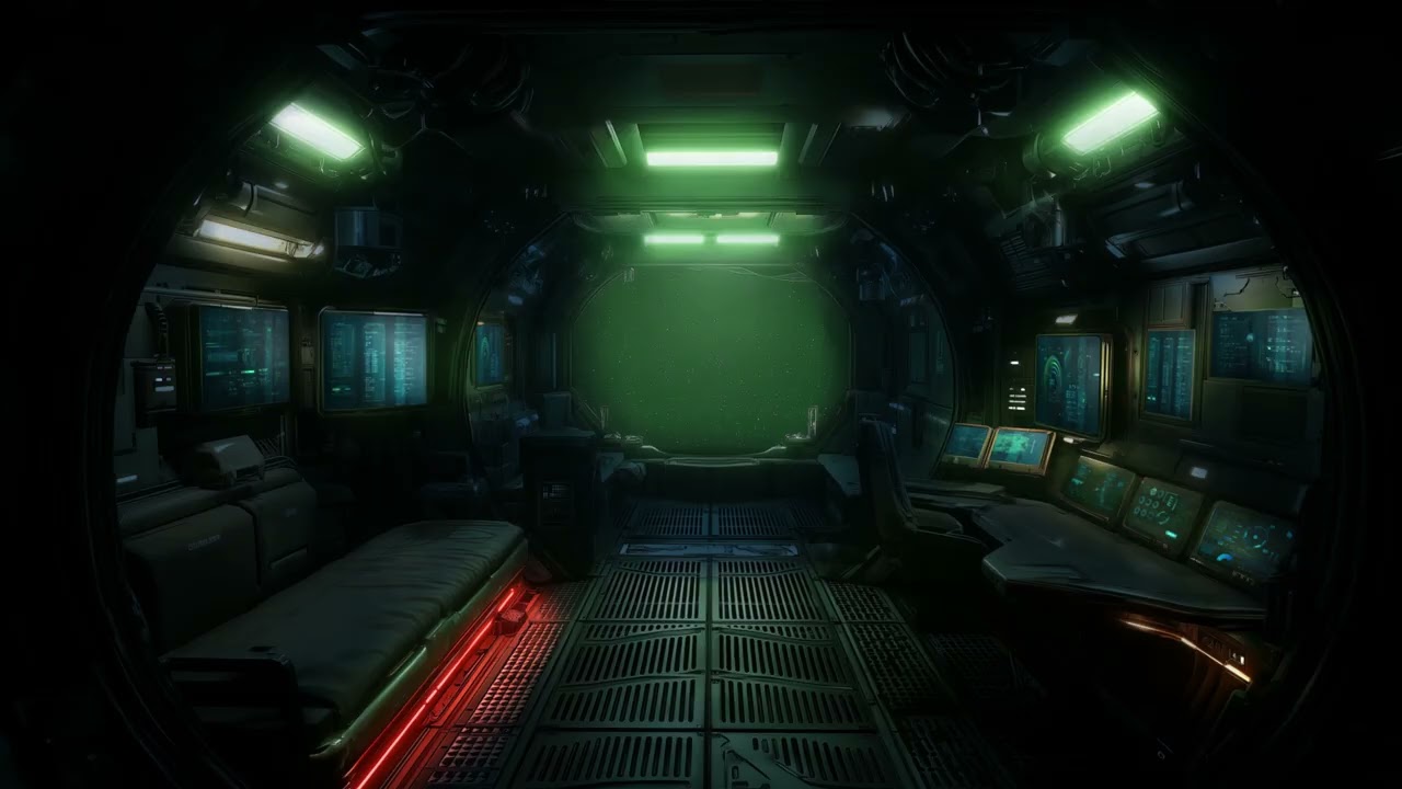 🛏️ Crew Cabin from Space Battleship | Sci-Fi Ambience with Radio Chatter & Deep Space Sounds