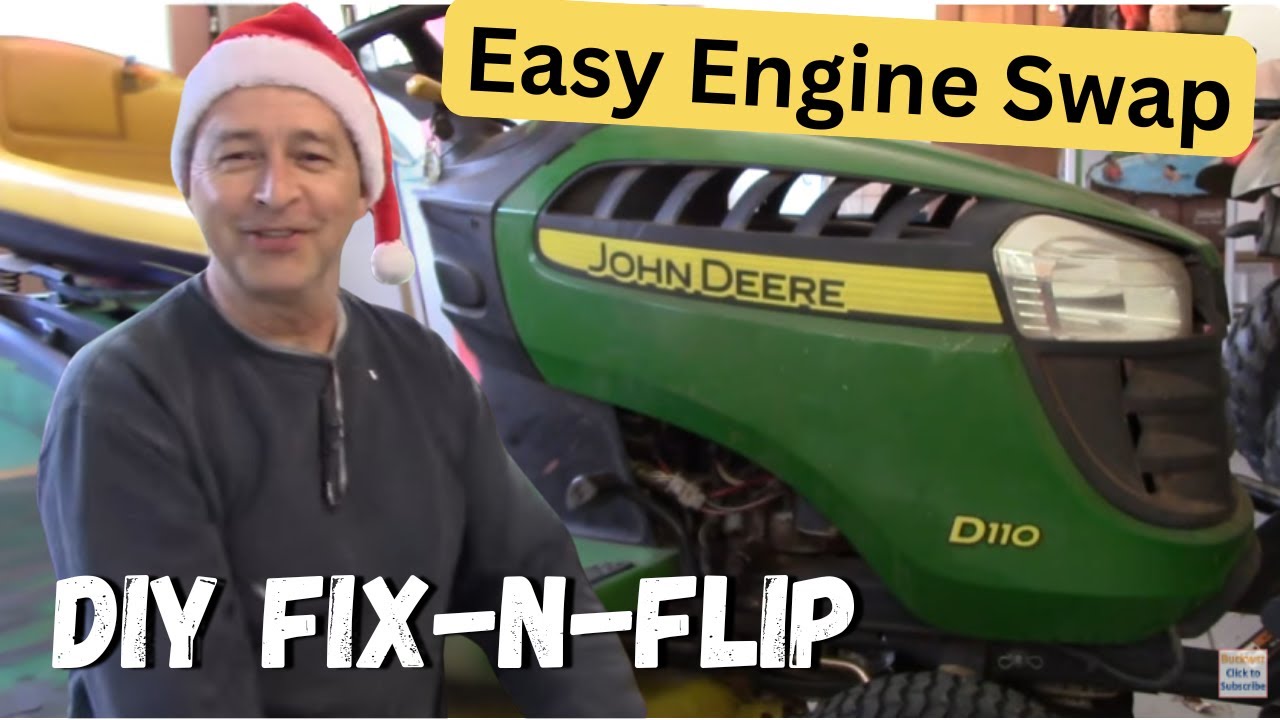 How to do an EASY Lawn Tractor ENGINE SWAP - John Deere D110 - Buck's Small Engine DIY