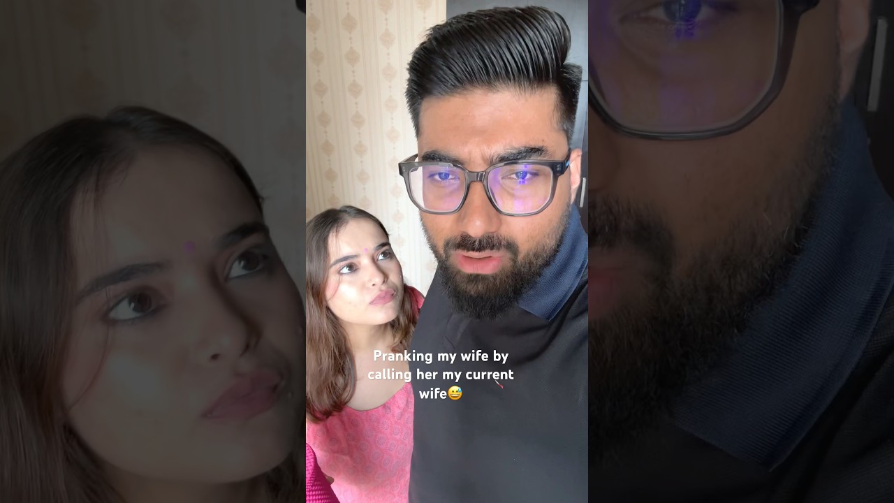 Pranking my wife by calling her my current wife#coupleshorts #couplefunnyshorts #funnycouple #prank