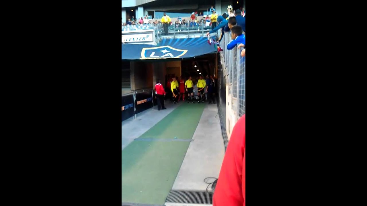 Taqee walking out on the Field with LA Galaxy