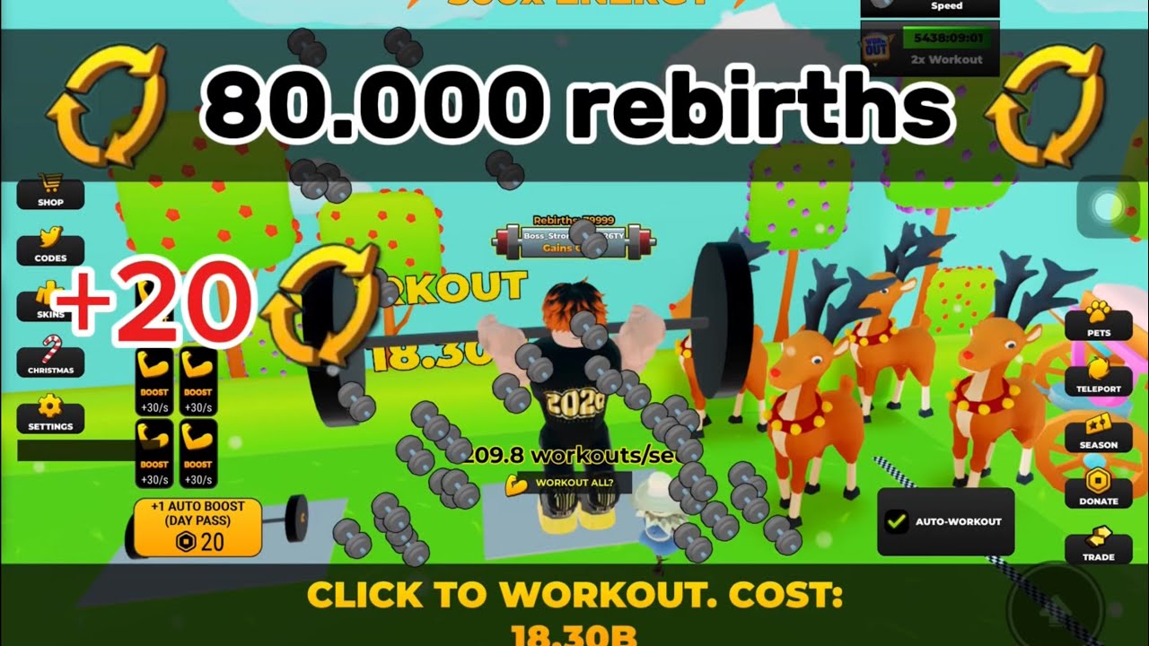 80 000 перерождений в симуляторе силача Roblox