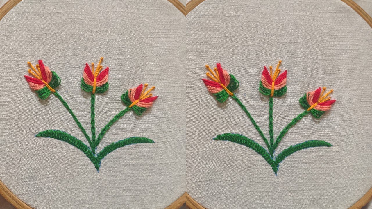 Hand Embroidery tricks : flower with a marker | amazing hand Embroidery : flower design trick