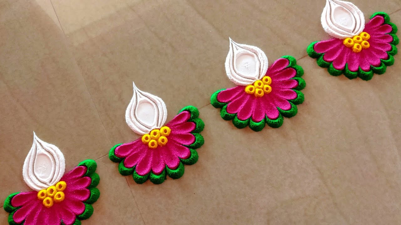 Navartri & dussehra  rangoli. border diya rangoli.  Diwali rangoli design. Festival rangoli.