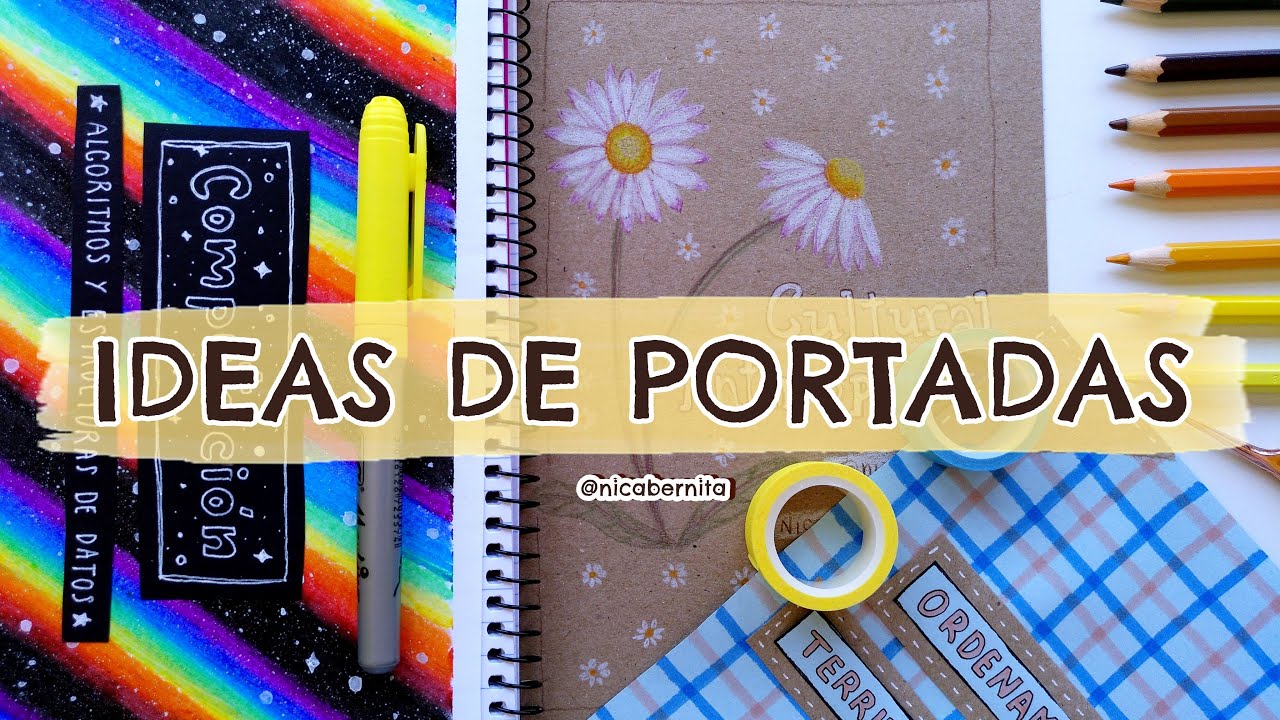 PORTADAS para CUADERNOS con TÍTULOS LARGOS 🌼 PORTADAS TUMBLR con PAPEL KRAFT