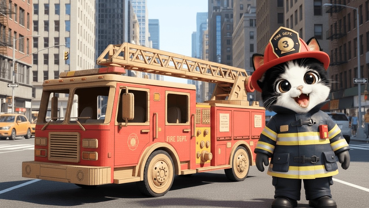 They Mock a Kitten’s Cardboard Fire Truck — Can He Save the Day and Surprise Them All? (Cat Story)