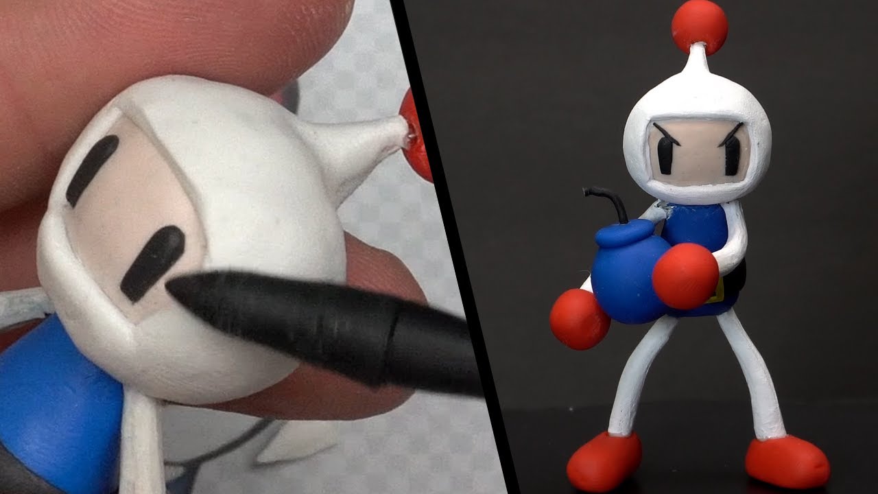 How to Make the White Bomber Sculpture from Bomberman Game 💣 with Polymer Clay #clayart #bomberman