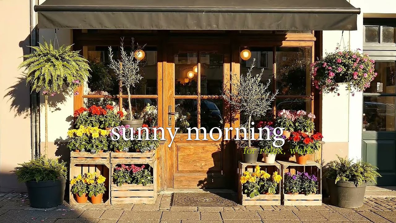 Sunny Spring Morning 🌼 Cozy Flower Shop Porch with Soft Jazz Ambience for Relax, Work & Study.