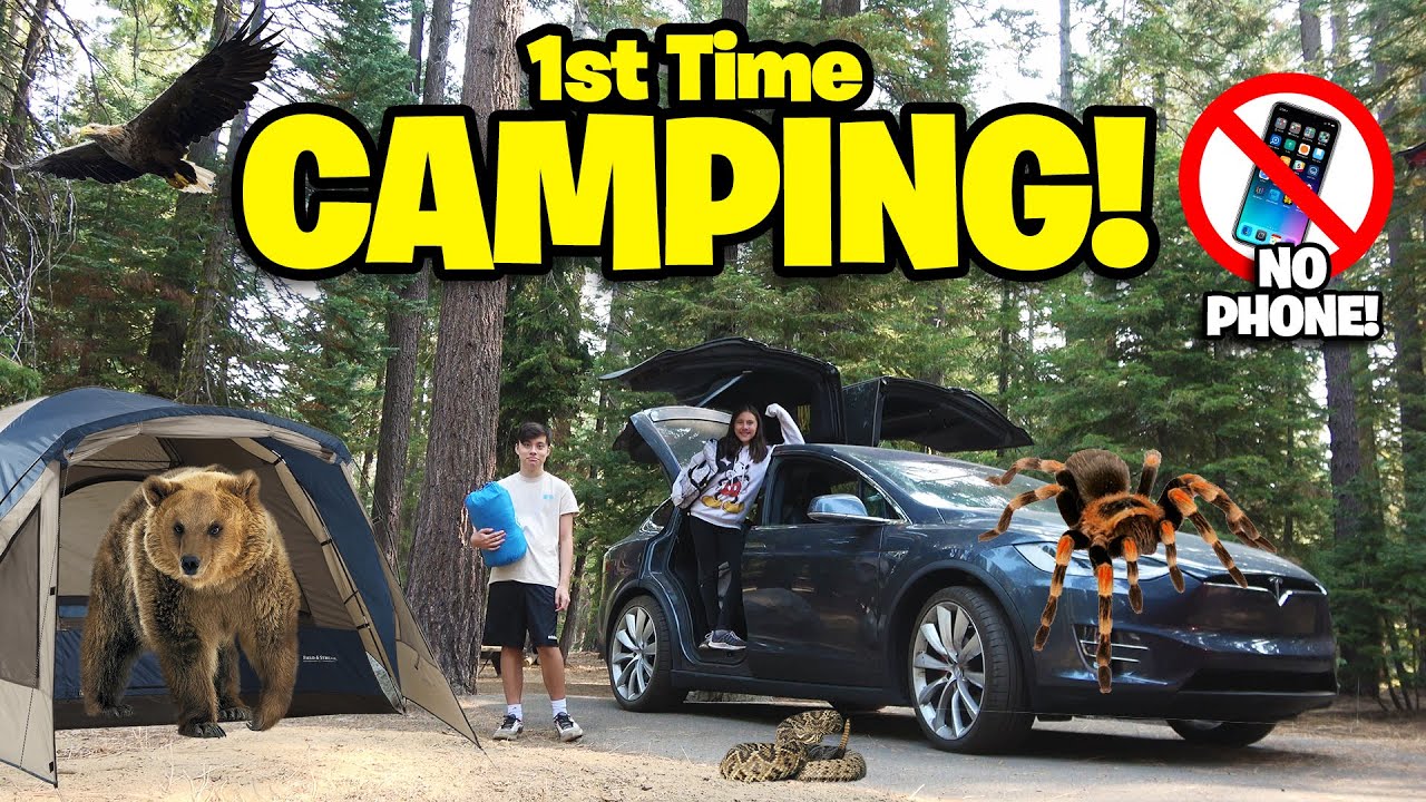 CAMPING IN THE TESLA - NO PHONE CHALLENGE!!! I Almost Got Eaten by a TARANTULA!