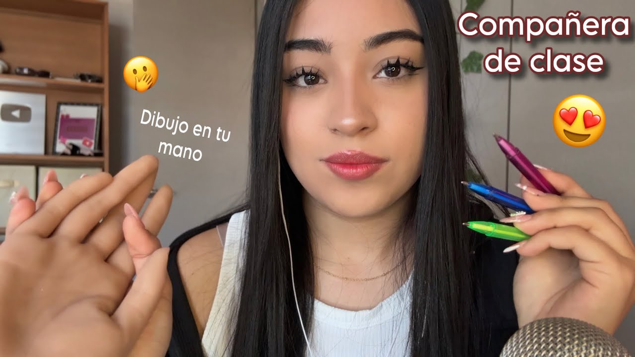 ASMR la chica obsesionada contigo dibuja en tu mano en clase 👀✏️