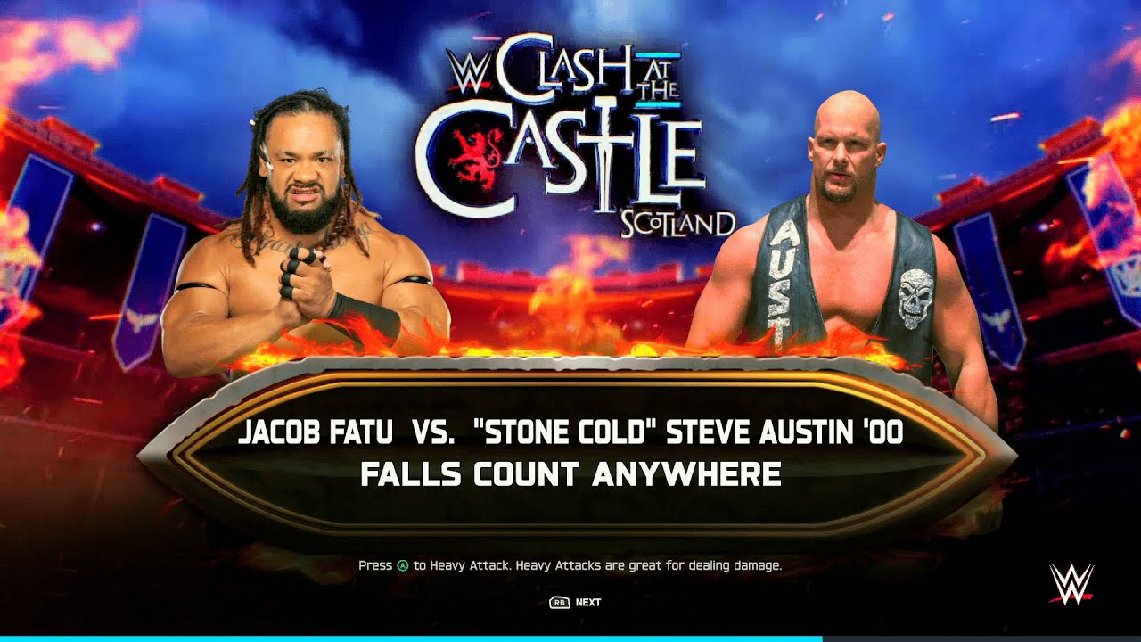 WWE 2K25 FULL MATCH - Stone Cold vs. Jacob Fatu - Falls Count Anywhere Showdown!