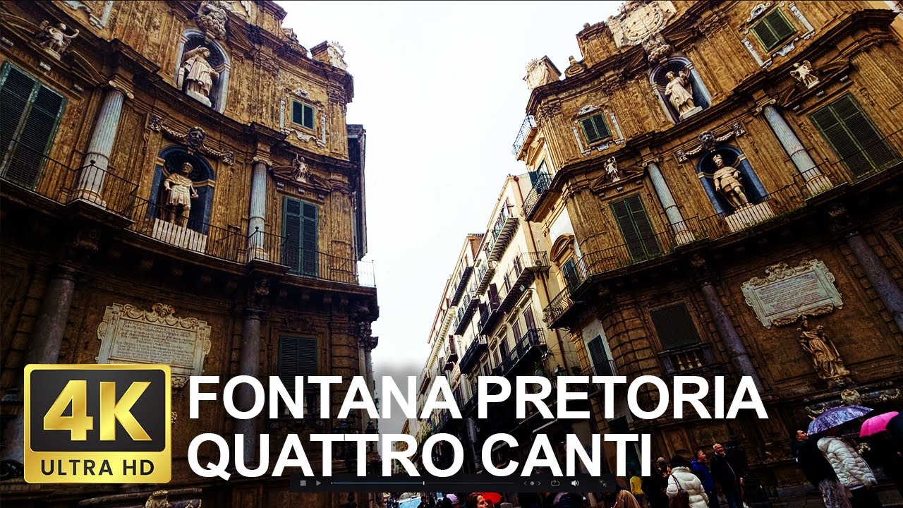 Sicily Palermo 4K 🇮🇹 ICONIC Quattro Canti & Fontana Pretoria with Relaxing Music