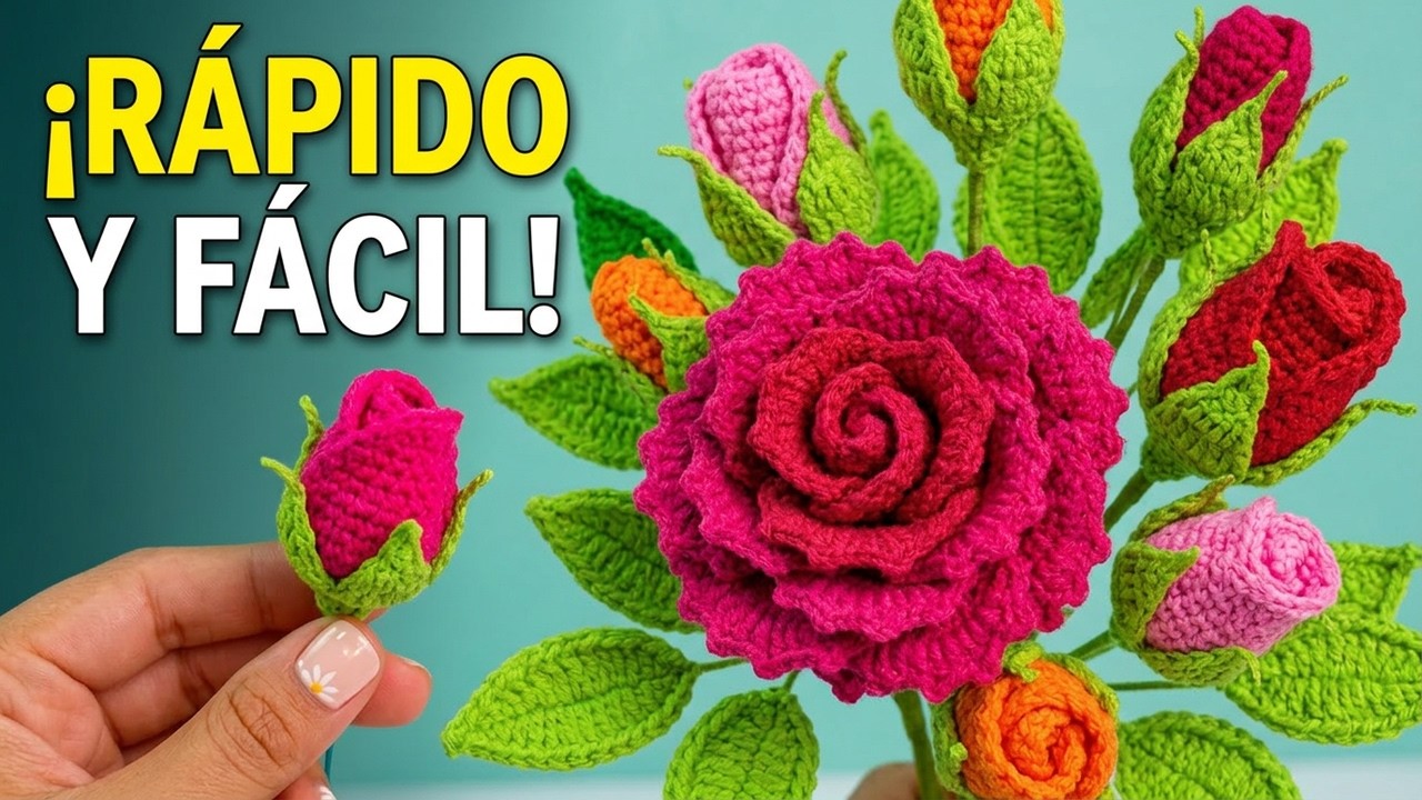 🌹 Rosas en Botoncito a Crochet - Tutorial Paso a Paso | Fácil y Rápido