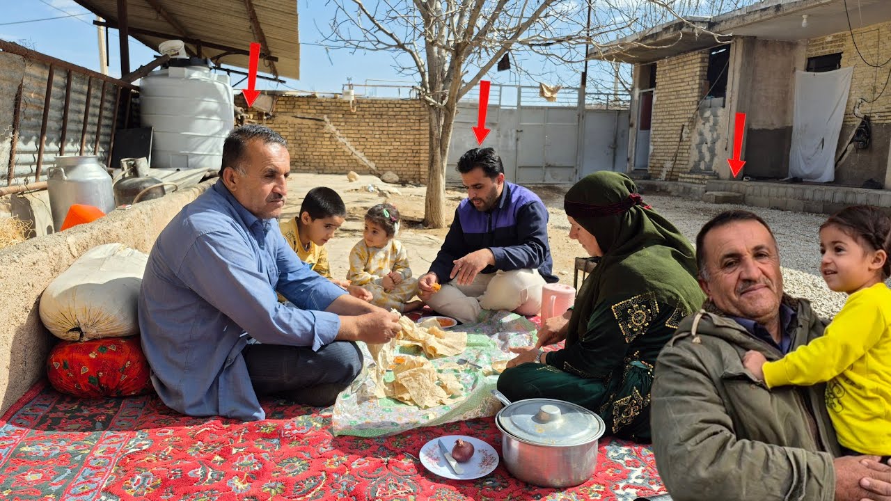 Minoo preparing food for Karim and her family.