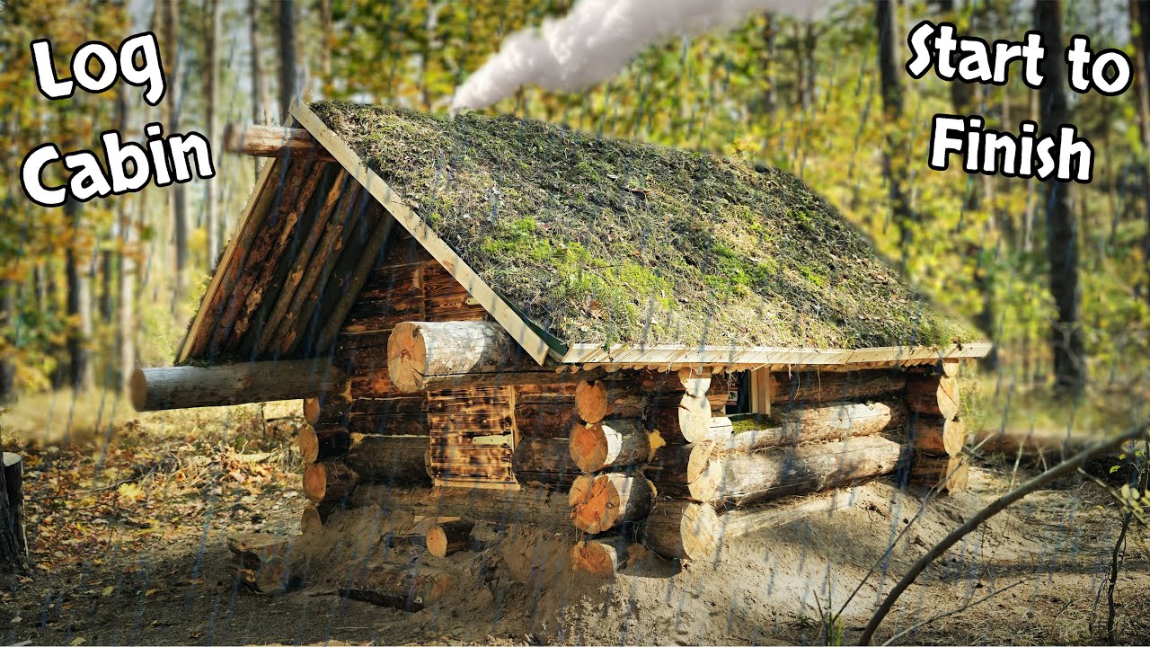 MY COZY LOG СABIN - 4 months of building in 40 minutes from Start to Finish