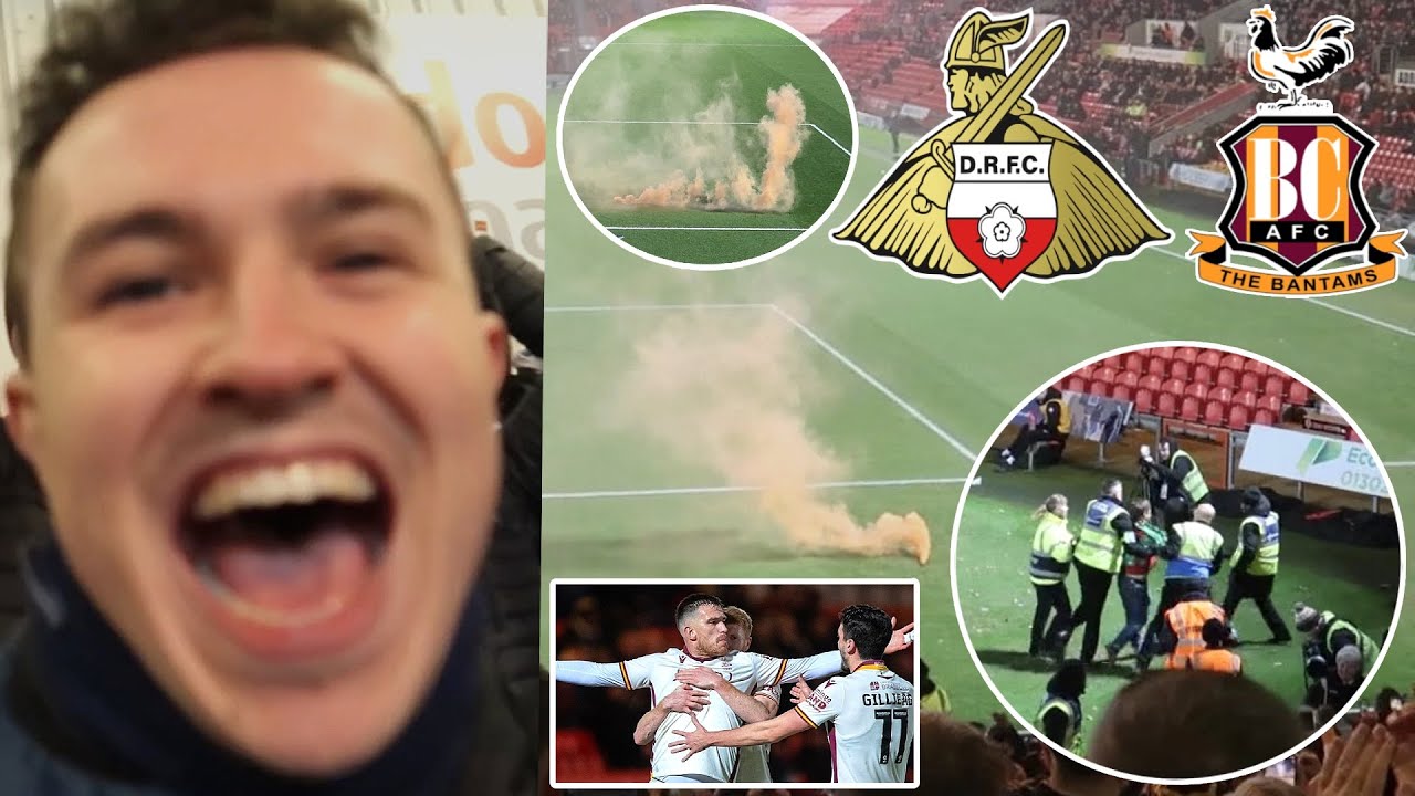 PYROS, PITCH INVADERS & FANS KICKED OUT in YORKSHIRE DERBY - Doncaster Rovers 1-3 Bradford City Vlog