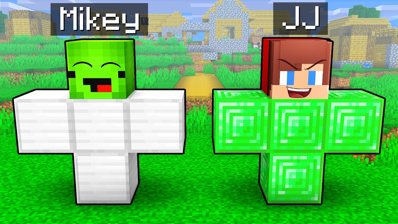 JJ and Mikey: IRON vs EMERALD Golem Shapeshift Battle in Minecraft - Maizen