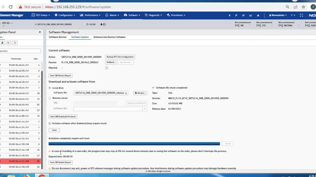 How to update software in Nokia FDD /MOBILY IBS RIYADH