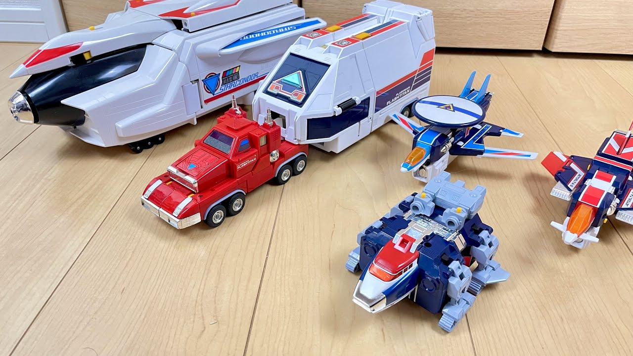 【Choshinsei Flashman】🛻🛩️🛩️脅威の合体構造⁉︎フラッシュマンのフラッシュキングとグレートタイタンで遊んでみた