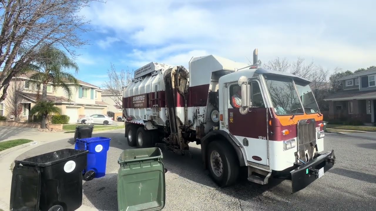 Burttec 1651 and Burttec 1814 picking up green bins