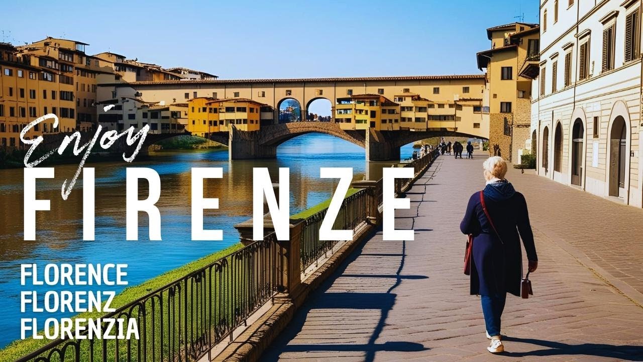 ITALY Florence Arno River Stroll 4K: Ponte Vecchio & Relaxing Views (Walking Tour)