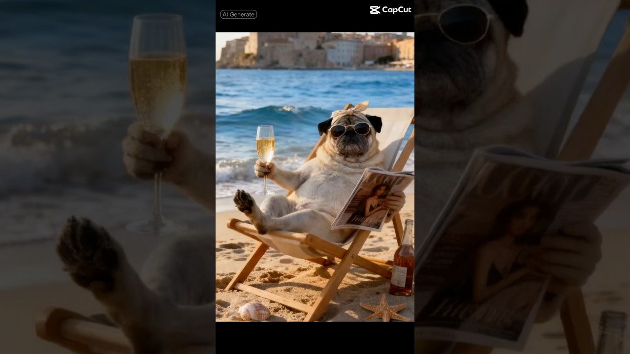 Kev the pug on holiday 