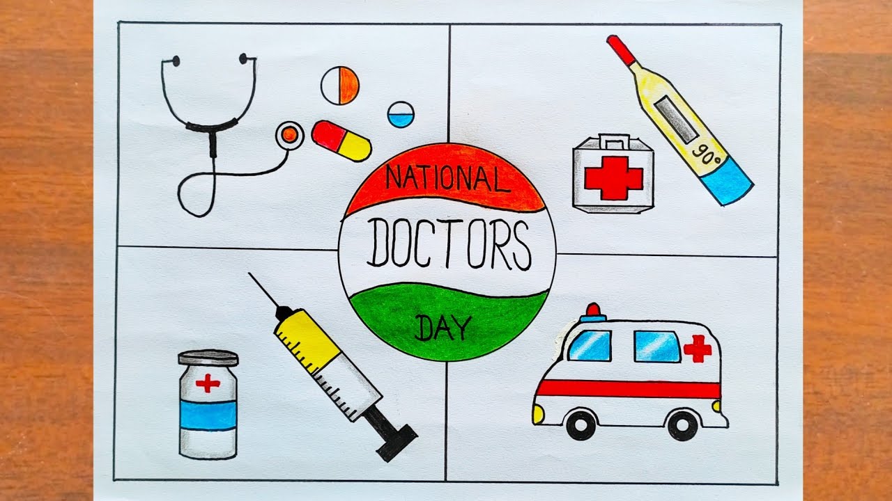 National Doctor's Day Drawing / How to Draw National Doctors Day Poster Easy Step By Step