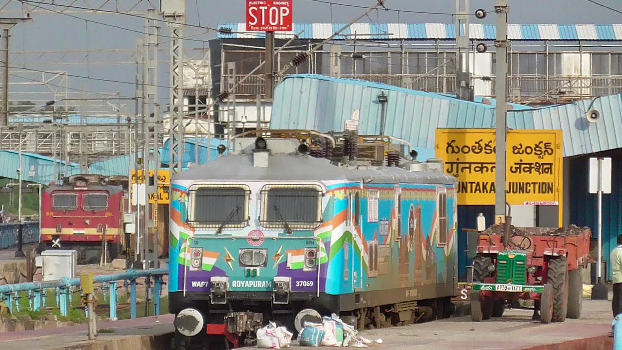 COLOURFUL WAP 7 | Crawling in Newly Commissioned Automatic Block Section| Guntakal Junction