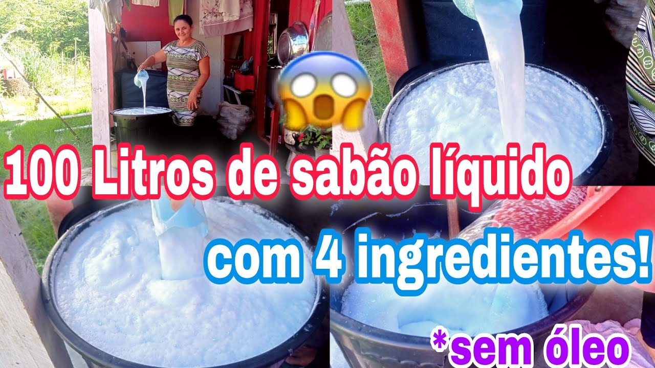 Sabão líquido caseiro/100 litros com apenas 4 INGREDIENTES 😱/rende muito.