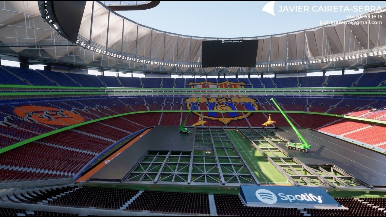 Así será el CÉSPED RETRÁCTIL del SPOTIFY CAMP NOU | Modelo 3D del nuevo estadio del FC Barcelona