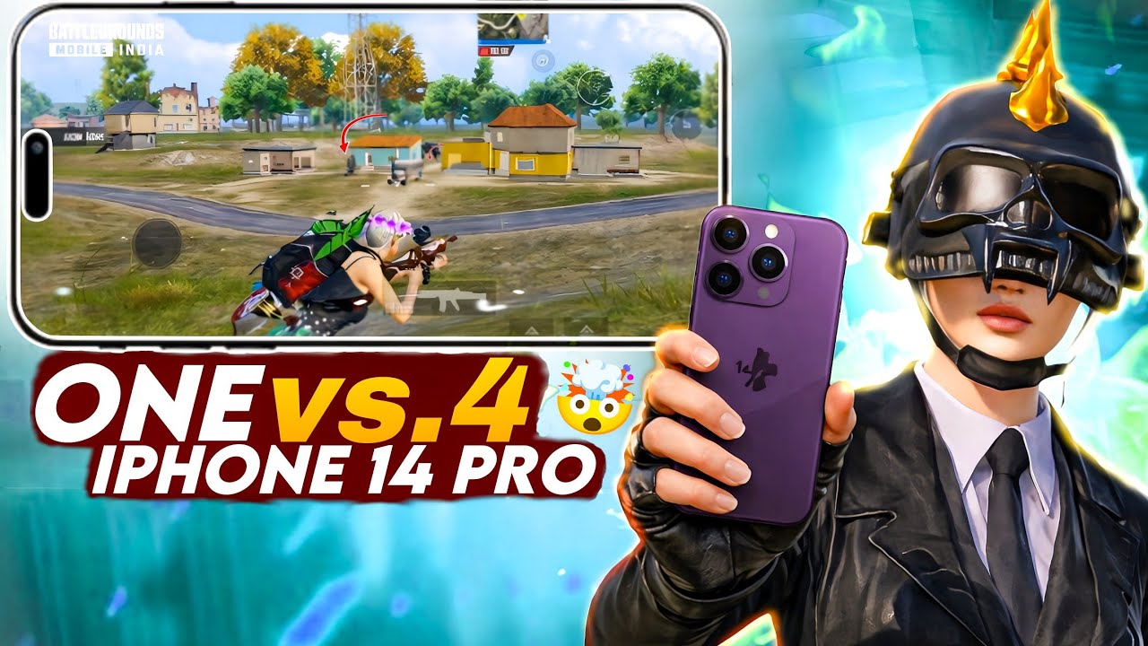 ONE vs 4 With iPhone 14 pro 😈| Insane BGMI Clutch 