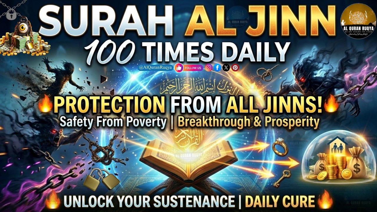 SURAH AL JINN 100 TIMES FOR PROTECTION FROM JINN, SAFETY FROM POVERTY,SAFETY FROM ALL TYPES OF JINNS