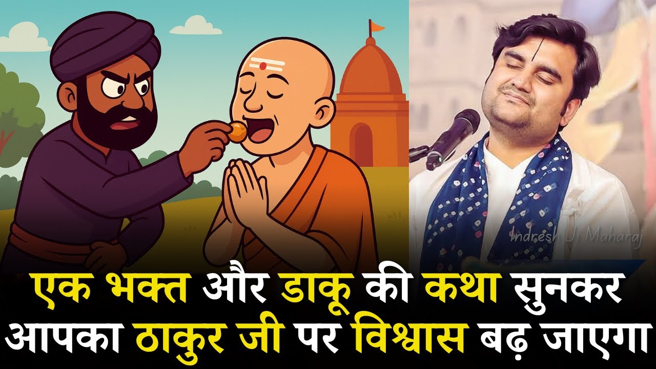 एक भक्त और डाकू की कथा सुनकर आपका ठाकुर जी पर विश्वास बढ़ जाएगा #indreshji #livekatha #radharani   
